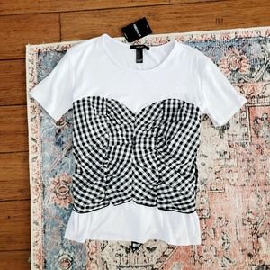 NWT Forever 21 Size S White Gingham Tee